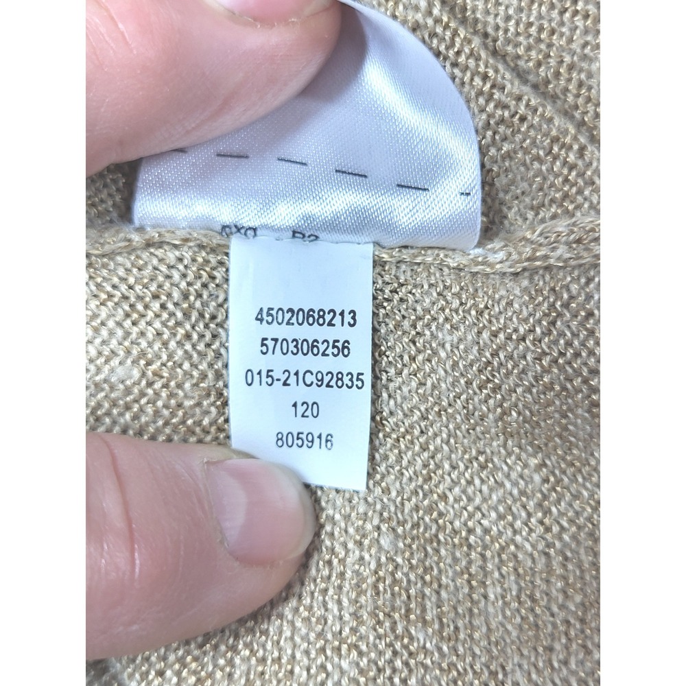 Chico's Tan Linen Blend Rolled V-Neck Long Sleeve Sweater Size 1=Medium Coastal - Picture 9 of 9